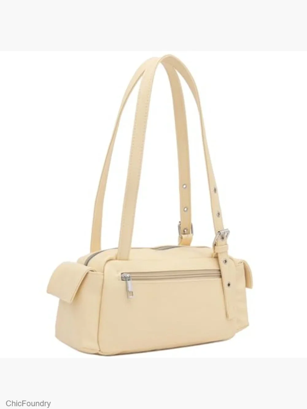 PU Leather Multi Pocket Satchel Shoulder Bag with Zippers